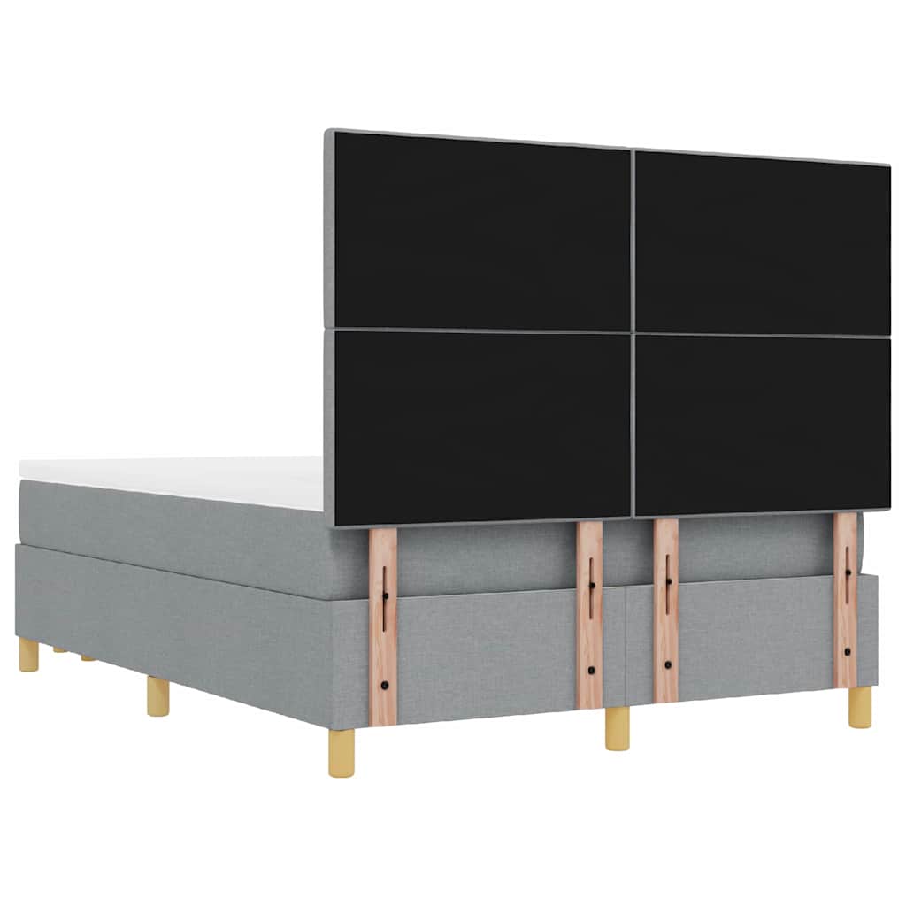 Boxspring bed met hoofdeinde Lichtgrijs 190 x 140 cm Stof is nu te koop bij PeponiXL, paradijselijk wonen!