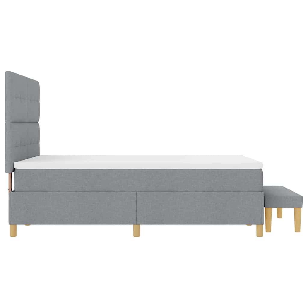Boxspring bed met hoofdeinde Lichtgrijs 190 x 140 cm Stof is nu te koop bij PeponiXL, paradijselijk wonen!