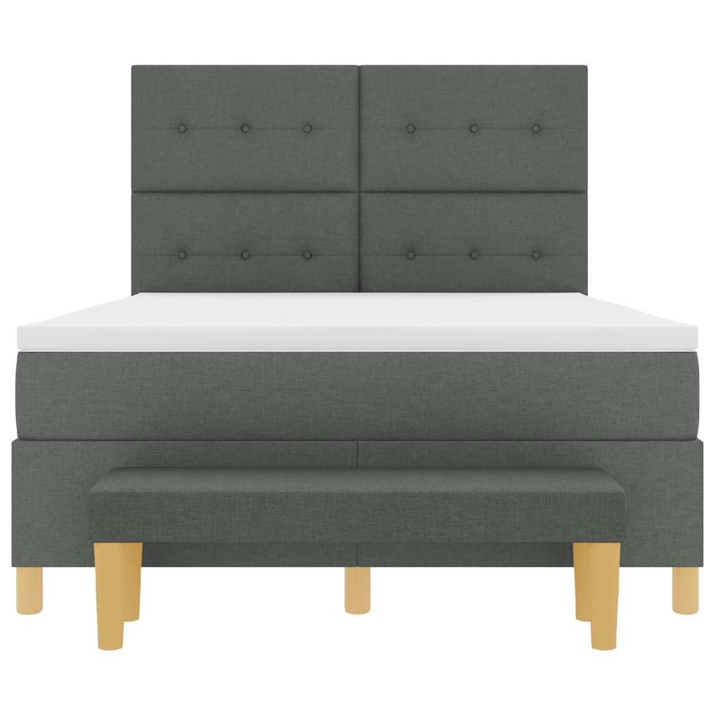 Boxspring bed met hoofdeinde Donkergrijs 190 x 140 cm Stof is nu te koop bij PeponiXL, paradijselijk wonen!