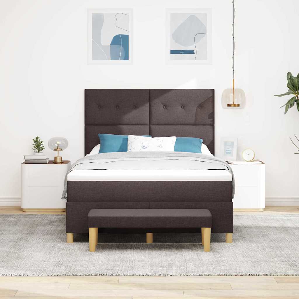 Boxspring bed met hoofdeinde Donkerbruin 190 x 140 cm Stof is nu te koop bij PeponiXL, paradijselijk wonen!