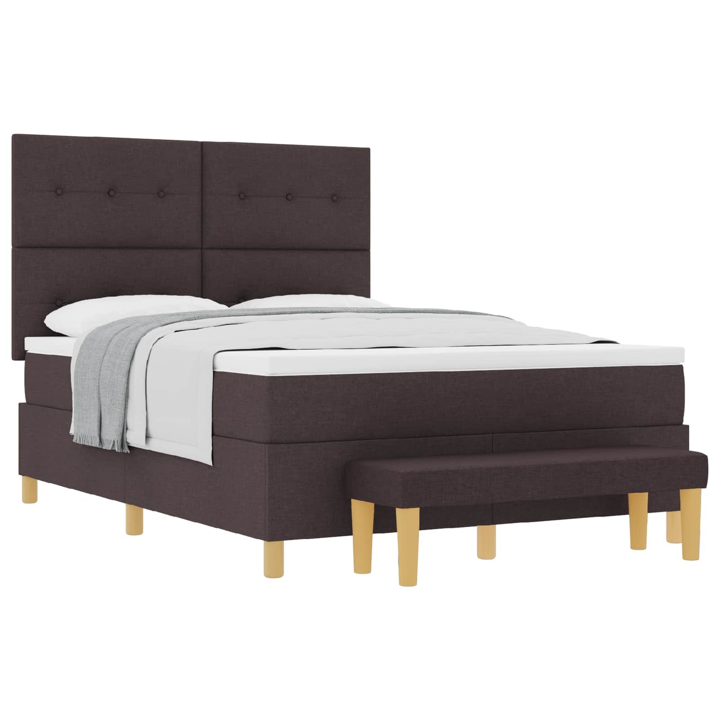 Boxspring bed met hoofdeinde Donkerbruin 190 x 140 cm Stof is nu te koop bij PeponiXL, paradijselijk wonen!