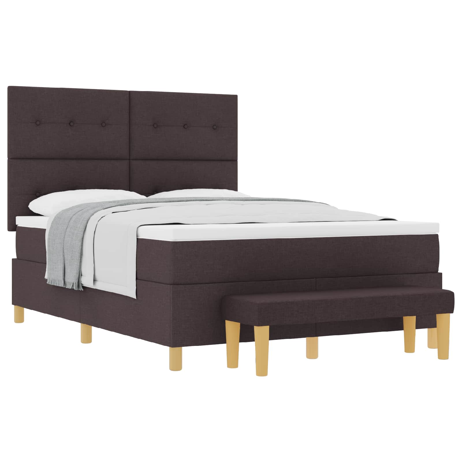 Boxspring bed met hoofdeinde Donkerbruin 190 x 140 cm Stof is nu te koop bij PeponiXL, paradijselijk wonen!