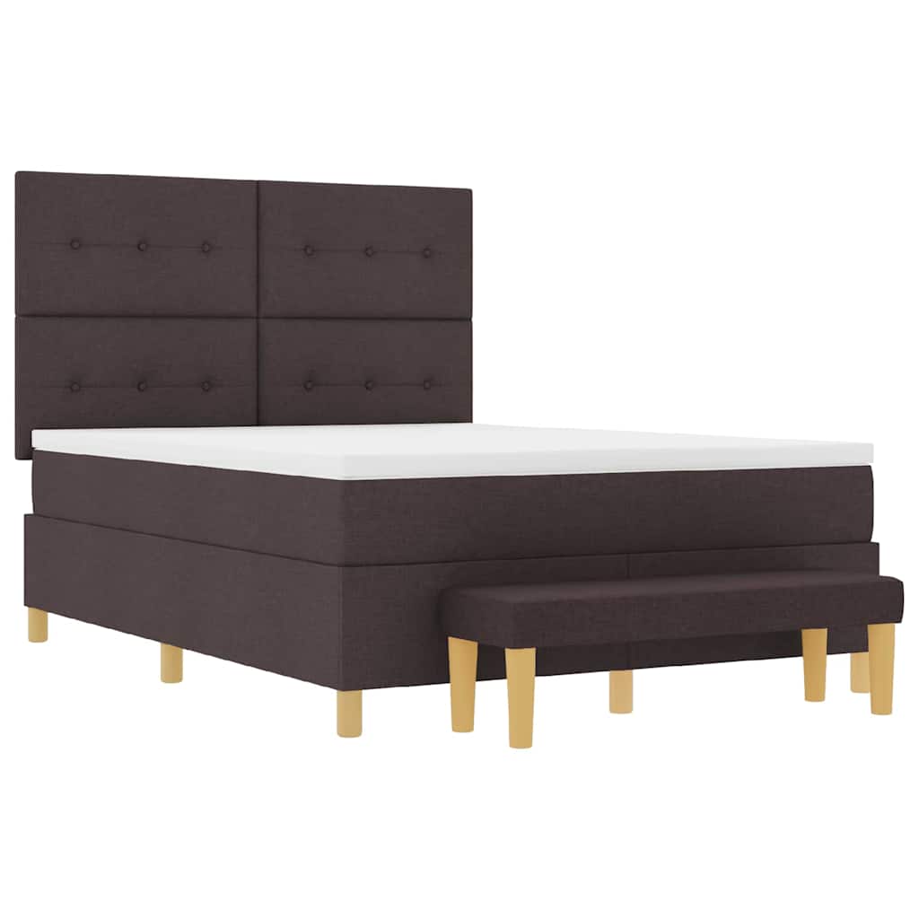 Boxspring bed met hoofdeinde Donkerbruin 190 x 140 cm Stof is nu te koop bij PeponiXL, paradijselijk wonen!