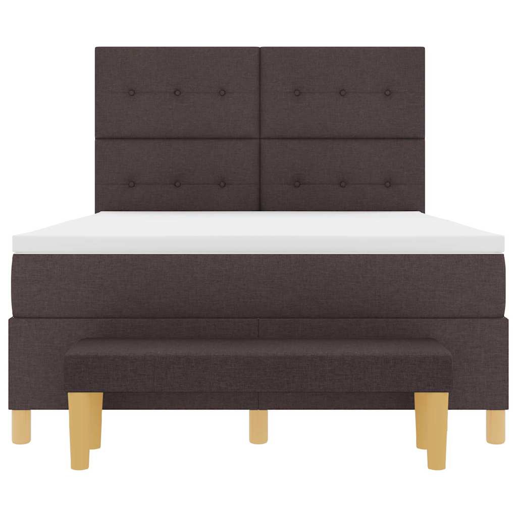 Boxspring bed met hoofdeinde Donkerbruin 190 x 140 cm Stof is nu te koop bij PeponiXL, paradijselijk wonen!