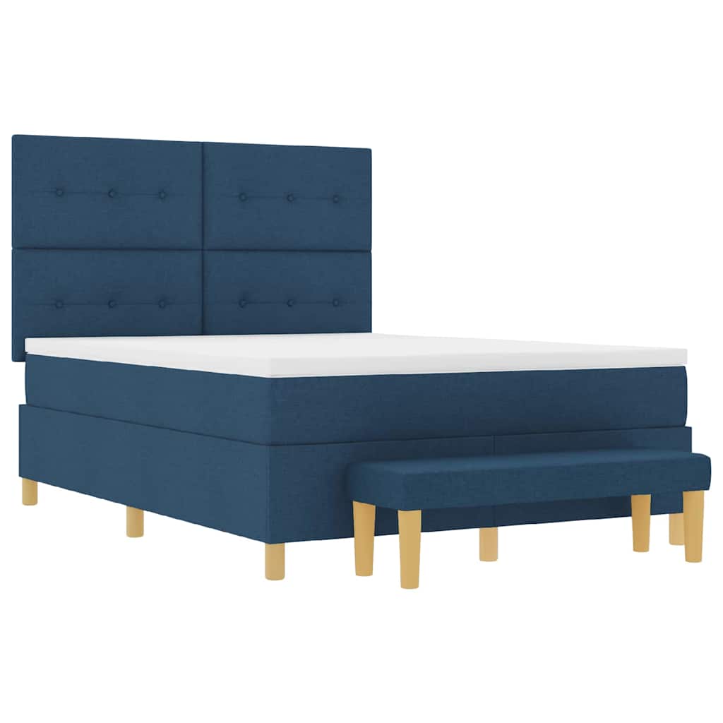 Boxspring bed met hoofdeinde Blauw 190 x 140 cm Stof is nu te koop bij PeponiXL, paradijselijk wonen!