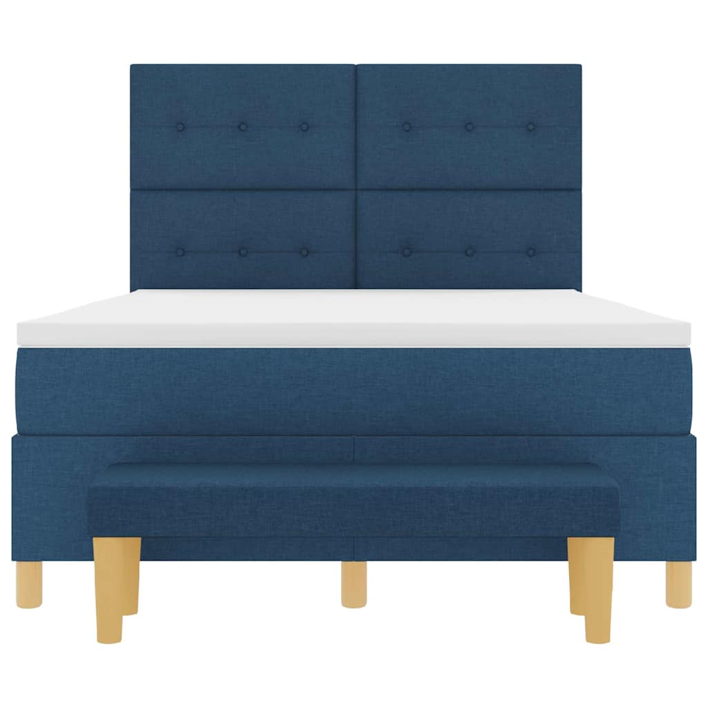 Boxspring bed met hoofdeinde Blauw 190 x 140 cm Stof is nu te koop bij PeponiXL, paradijselijk wonen!