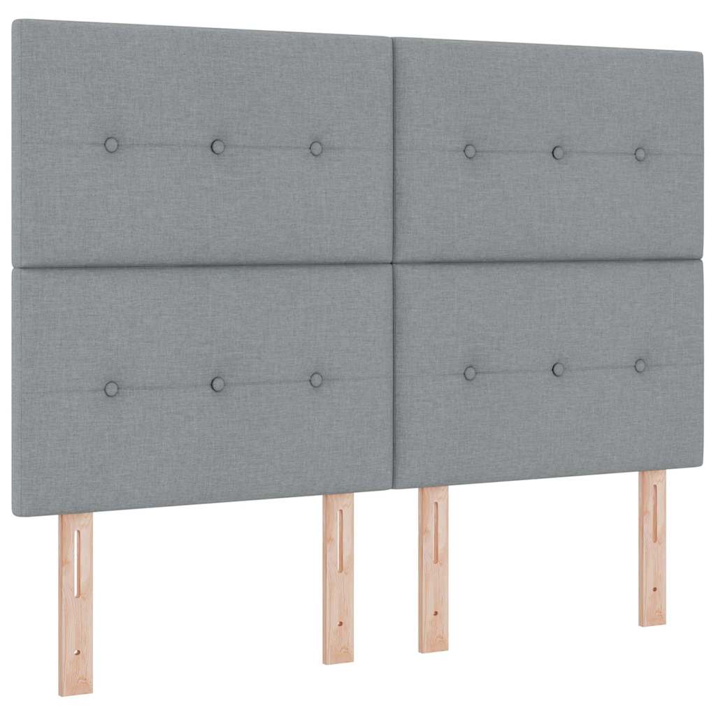 Boxspring bed met hoofdeinde Lichtgrijs 200 x 140 cm Stof is nu te koop bij PeponiXL, paradijselijk wonen!