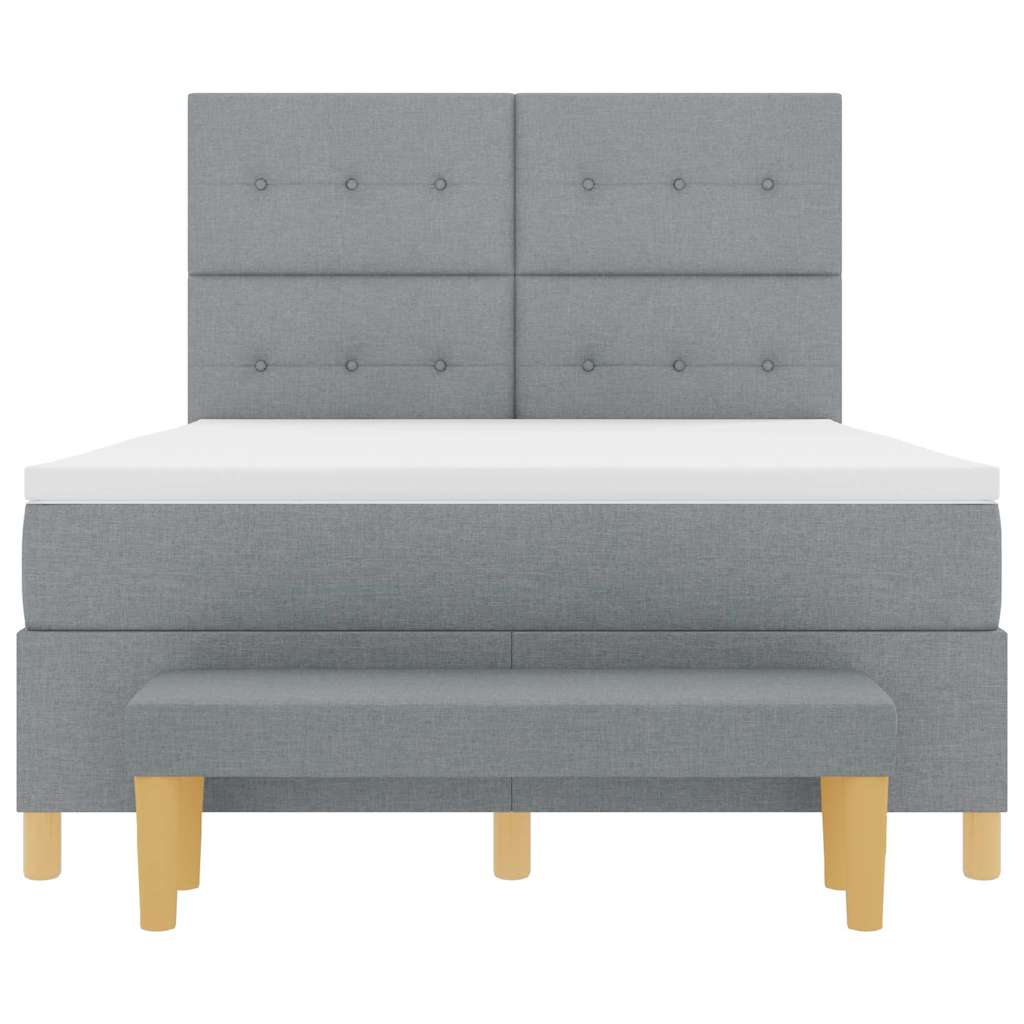 Boxspring bed met hoofdeinde Lichtgrijs 200 x 140 cm Stof is nu te koop bij PeponiXL, paradijselijk wonen!