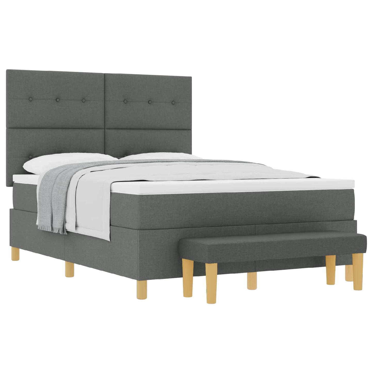 Boxspring bed met kussen Donkergrijs 200 x 140 cm Stof is nu te koop bij PeponiXL, paradijselijk wonen!