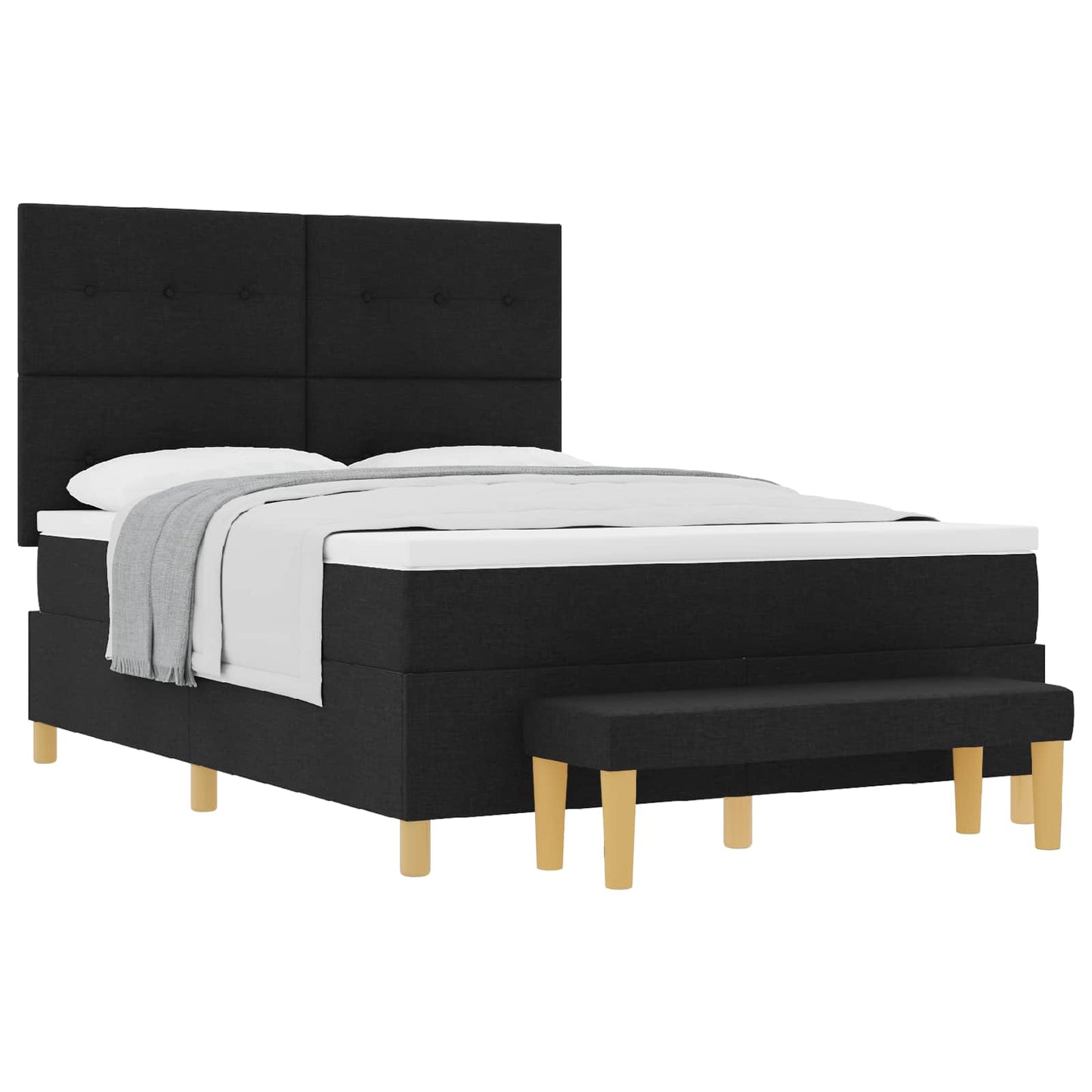 Boxspring bed met hoofdeinde Zwart 200 x 140 cm Stof is nu te koop bij PeponiXL, paradijselijk wonen!