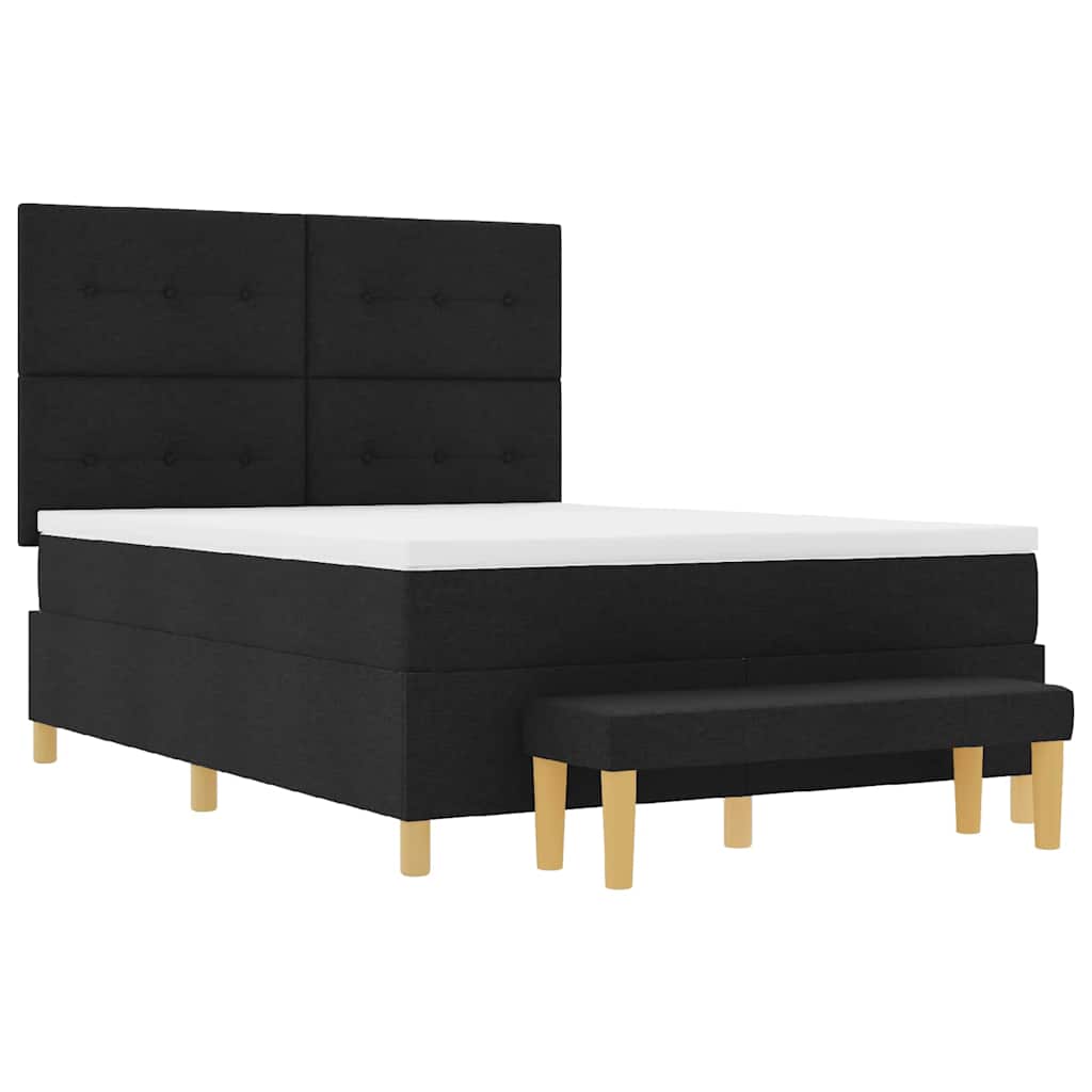 Boxspring bed met hoofdeinde Zwart 200 x 140 cm Stof is nu te koop bij PeponiXL, paradijselijk wonen!