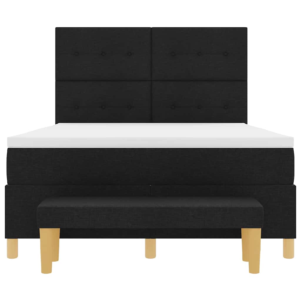 Boxspring bed met hoofdeinde Zwart 200 x 140 cm Stof is nu te koop bij PeponiXL, paradijselijk wonen!