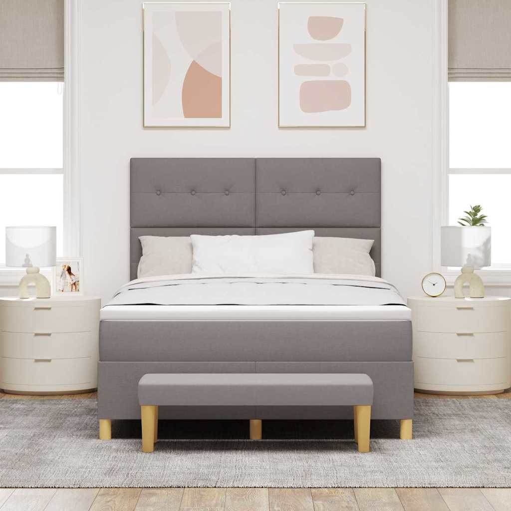 Boxspring bed met matras met hoofdeinde Taupe 140 x 200 cm Stof is nu te koop bij PeponiXL, paradijselijk wonen!