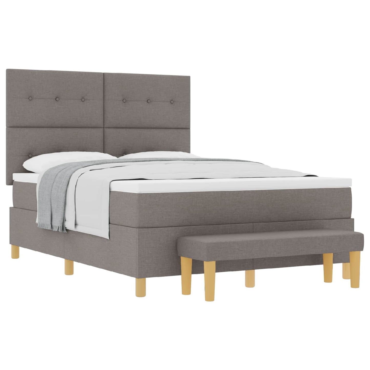 Boxspring bed met matras met hoofdeinde Taupe 140 x 200 cm Stof is nu te koop bij PeponiXL, paradijselijk wonen!
