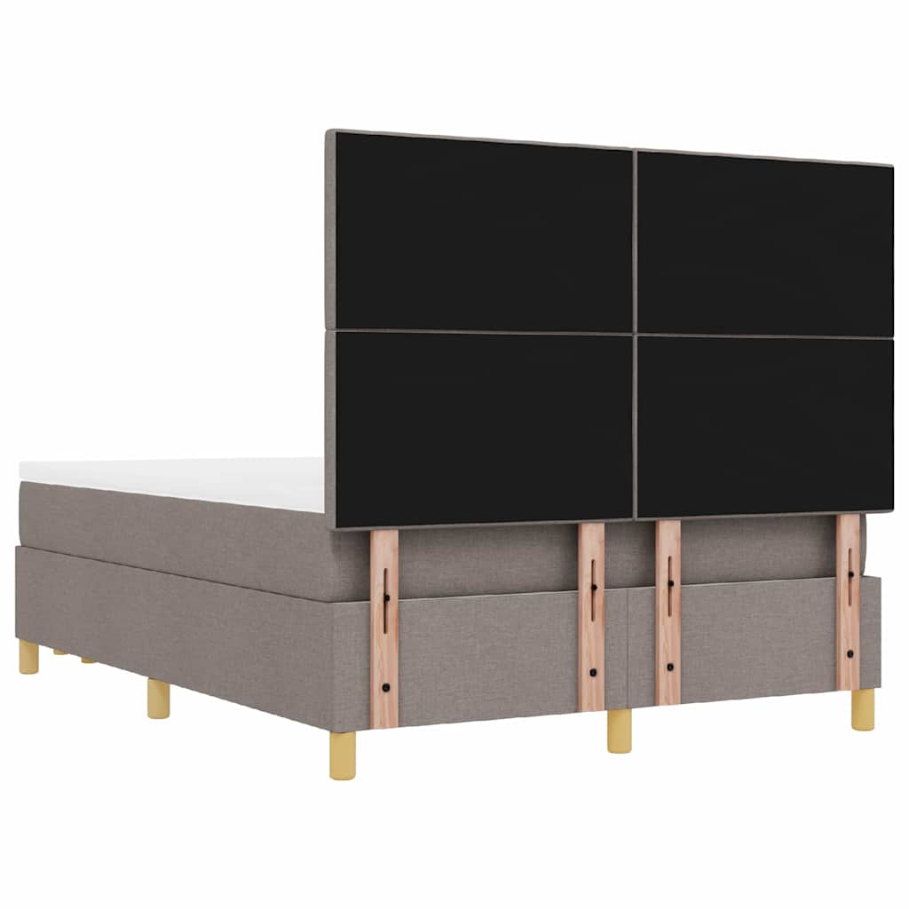 Boxspring bed met matras met hoofdeinde Taupe 140 x 200 cm Stof is nu te koop bij PeponiXL, paradijselijk wonen!