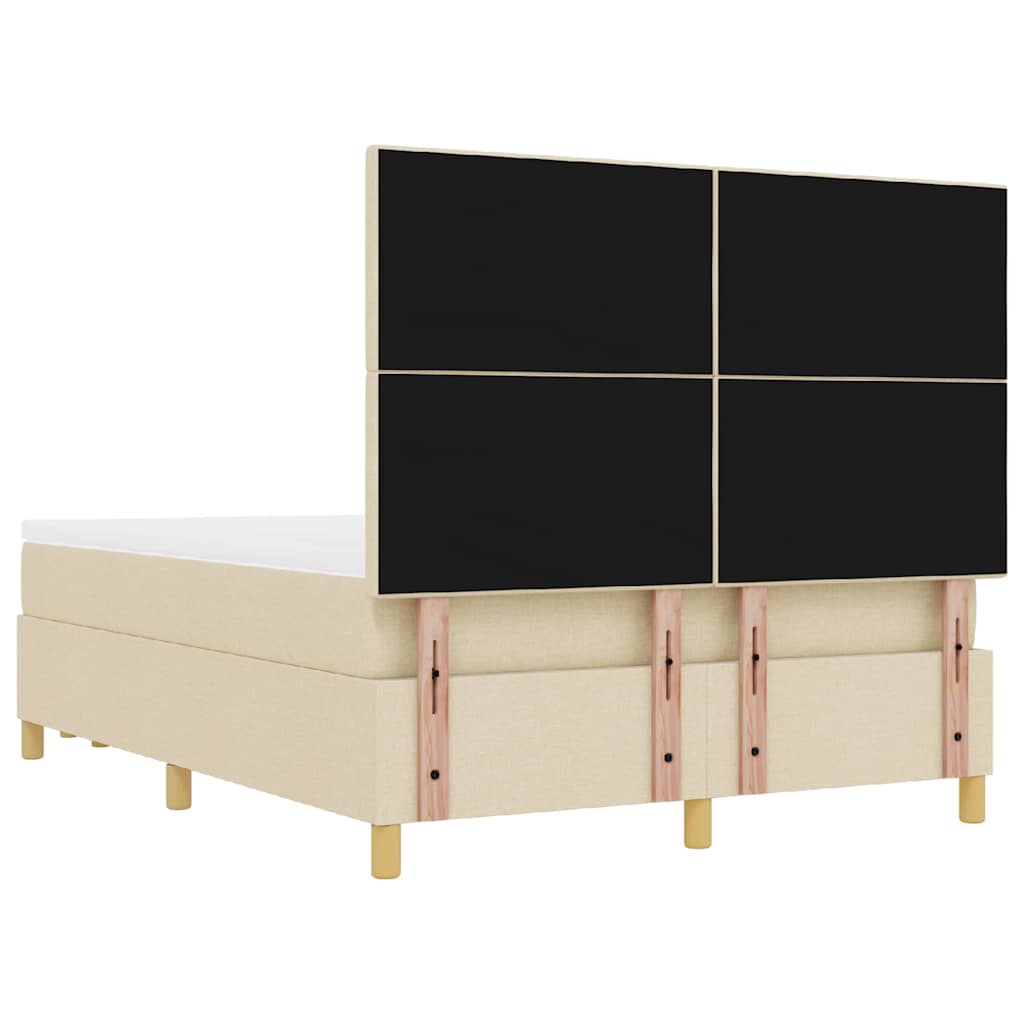 Boxspring bed met kussen met hoofdeinde Crème 200 x 140 cm Stof is nu te koop bij PeponiXL, paradijselijk wonen!