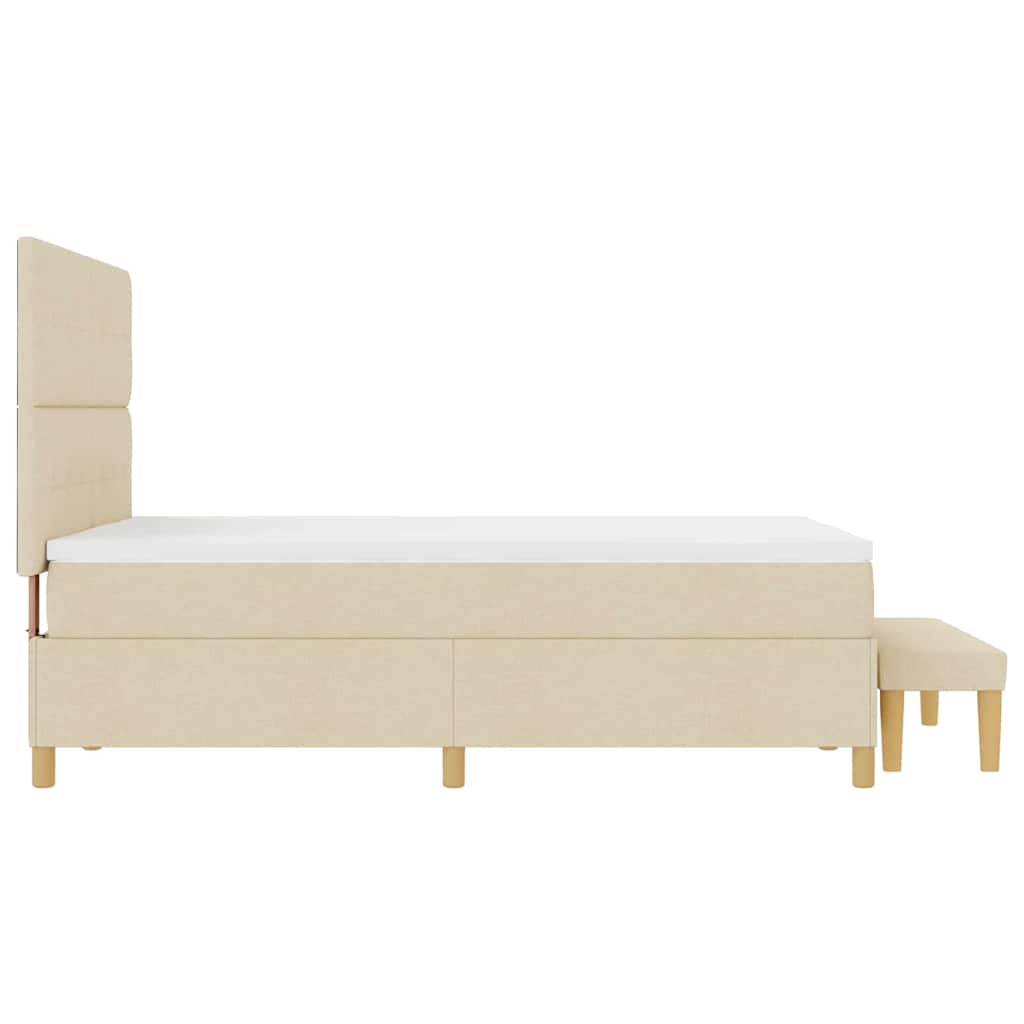 Boxspring bed met kussen met hoofdeinde Crème 200 x 140 cm Stof is nu te koop bij PeponiXL, paradijselijk wonen!