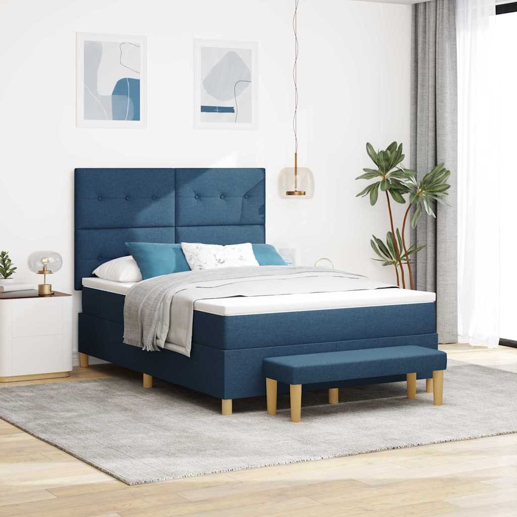Boxspring bed met hoofdeinde Blauw 200 x 140 cm Stof is nu te koop bij PeponiXL, paradijselijk wonen!