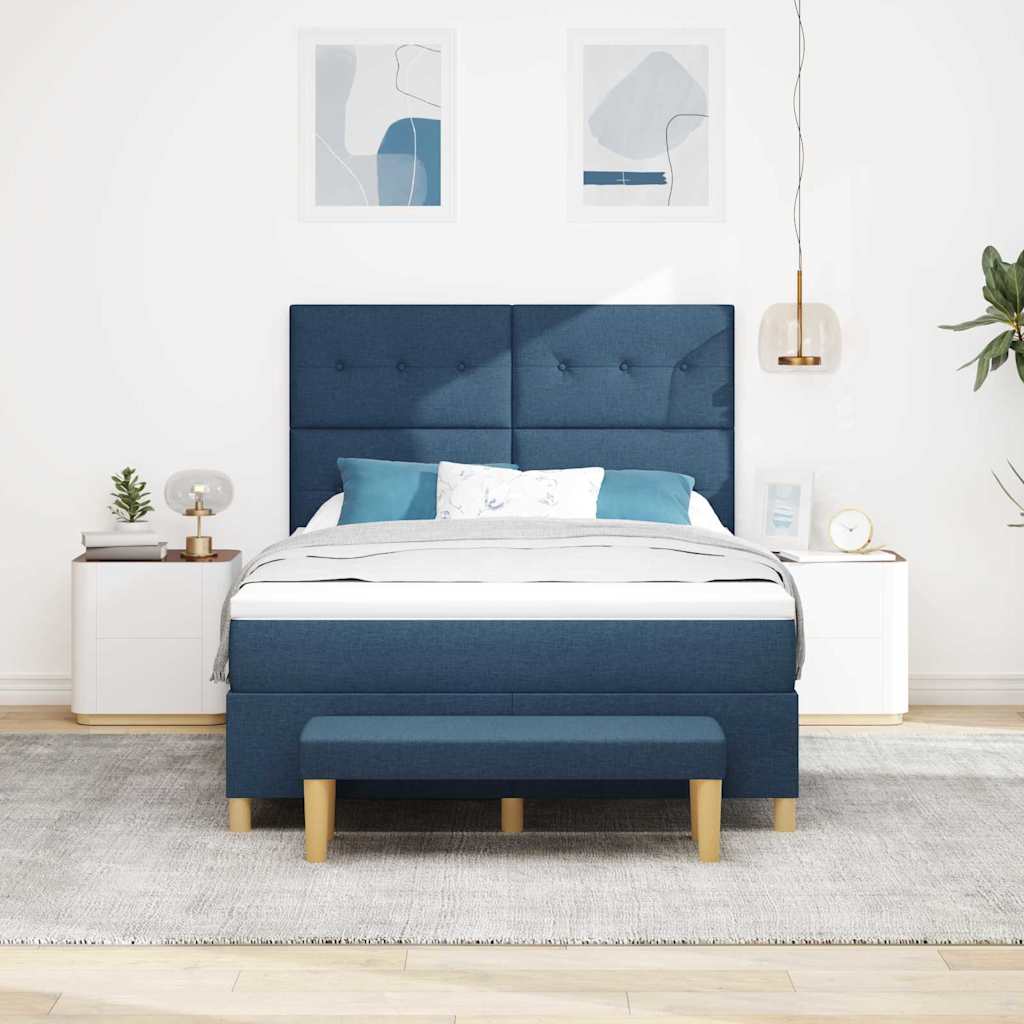 Boxspring bed met hoofdeinde Blauw 200 x 140 cm Stof is nu te koop bij PeponiXL, paradijselijk wonen!