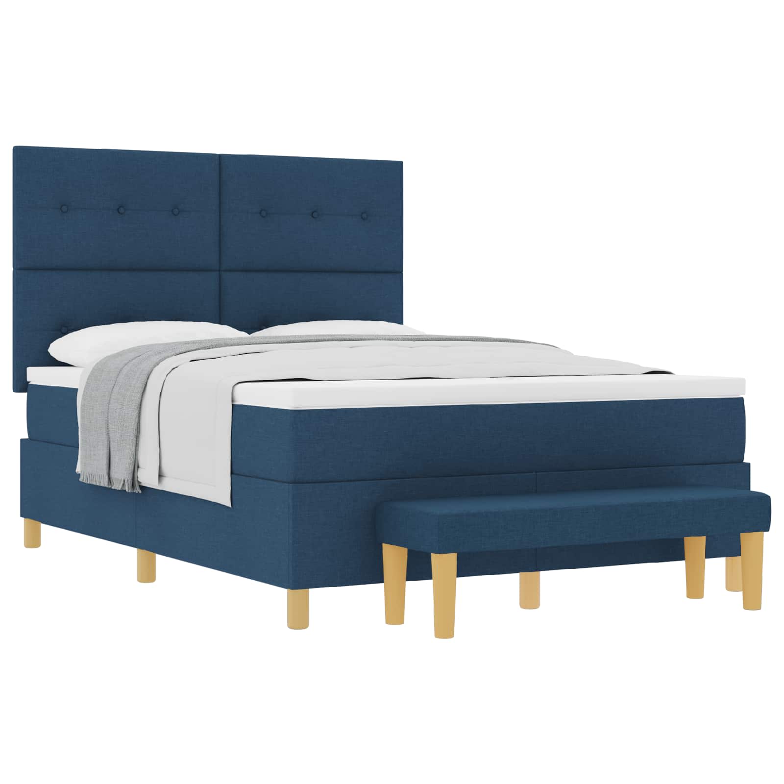 Boxspring bed met hoofdeinde Blauw 200 x 140 cm Stof is nu te koop bij PeponiXL, paradijselijk wonen!