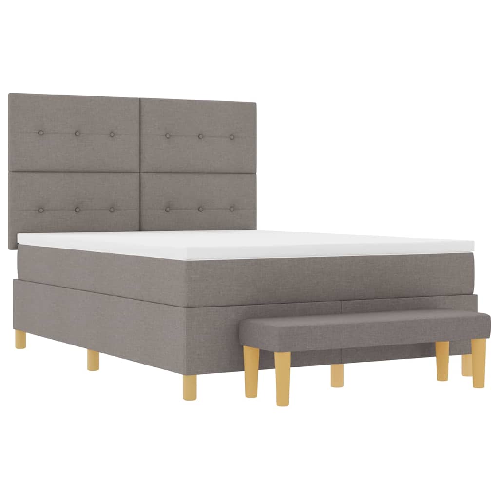 Boxspring bed met hoofdeinde Taupe 200 x 160 cm Stof is nu te koop bij PeponiXL, paradijselijk wonen!