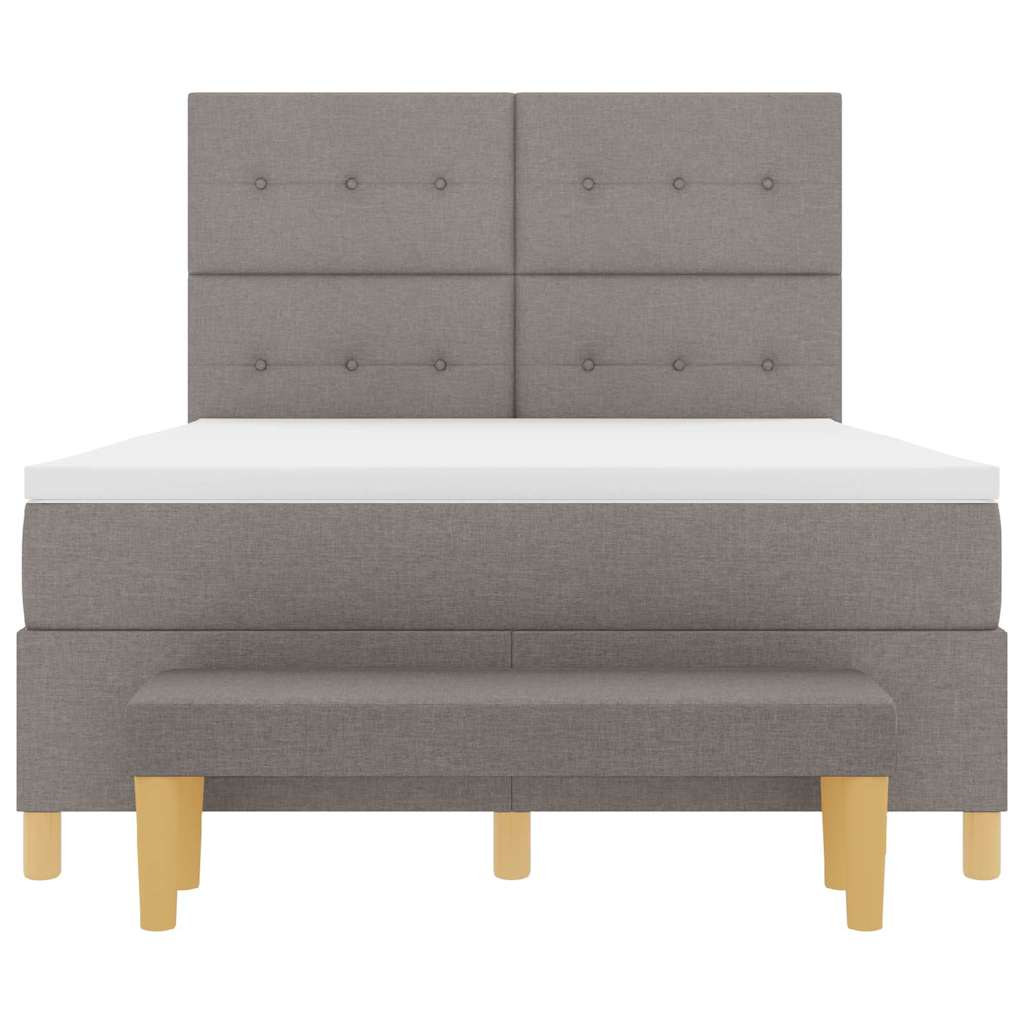 Boxspring bed met hoofdeinde Taupe 200 x 160 cm Stof is nu te koop bij PeponiXL, paradijselijk wonen!