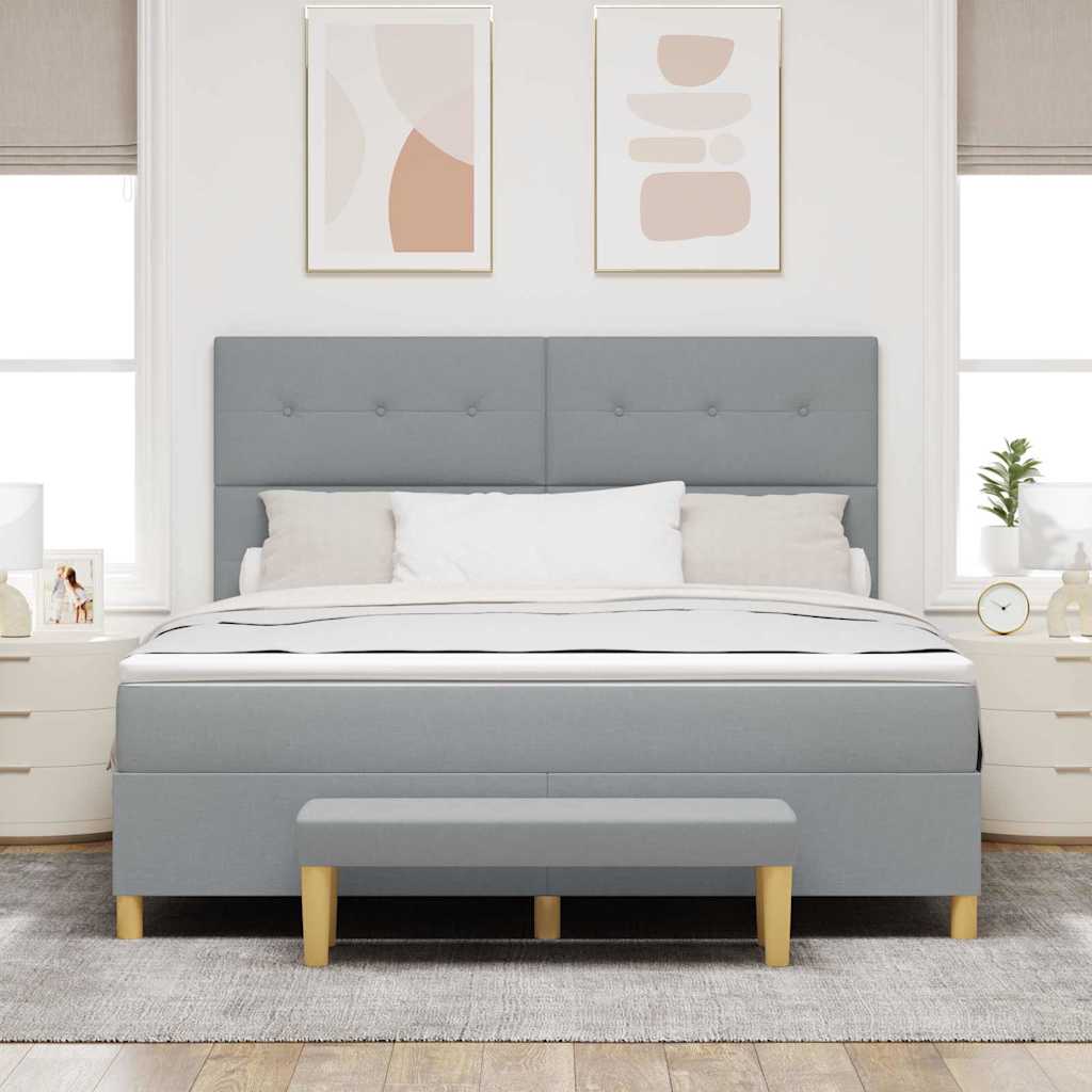 Boxspring bed met hoofdeinde Lichtgrijs 200 x 180 cm Stof is nu te koop bij PeponiXL, paradijselijk wonen!