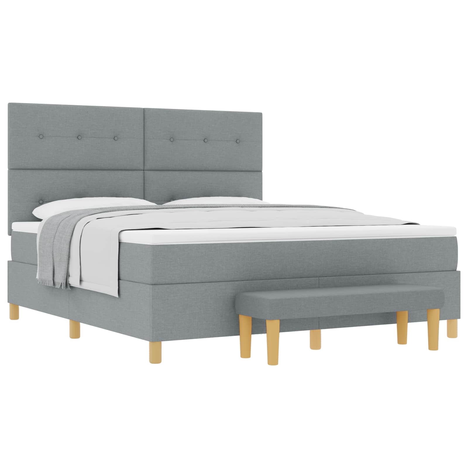 Boxspring bed met hoofdeinde Lichtgrijs 200 x 180 cm Stof is nu te koop bij PeponiXL, paradijselijk wonen!