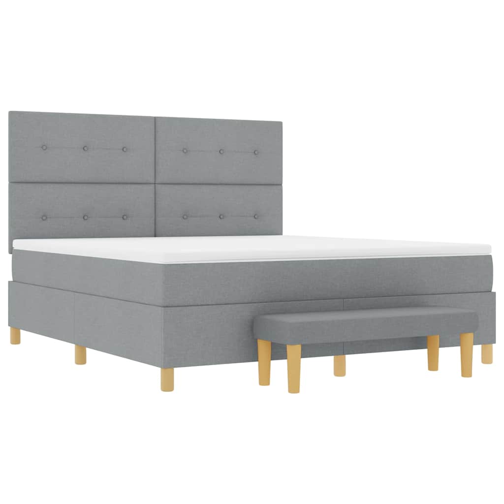 Boxspring bed met hoofdeinde Lichtgrijs 200 x 180 cm Stof is nu te koop bij PeponiXL, paradijselijk wonen!