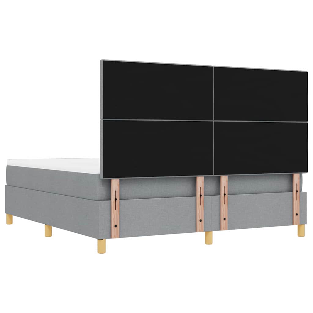 Boxspring bed met hoofdeinde Lichtgrijs 200 x 180 cm Stof is nu te koop bij PeponiXL, paradijselijk wonen!
