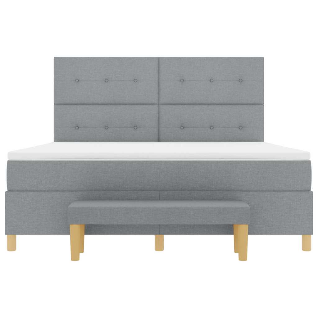 Boxspring bed met hoofdeinde Lichtgrijs 200 x 180 cm Stof is nu te koop bij PeponiXL, paradijselijk wonen!