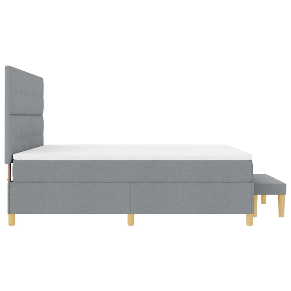 Boxspring bed met hoofdeinde Lichtgrijs 200 x 180 cm Stof is nu te koop bij PeponiXL, paradijselijk wonen!