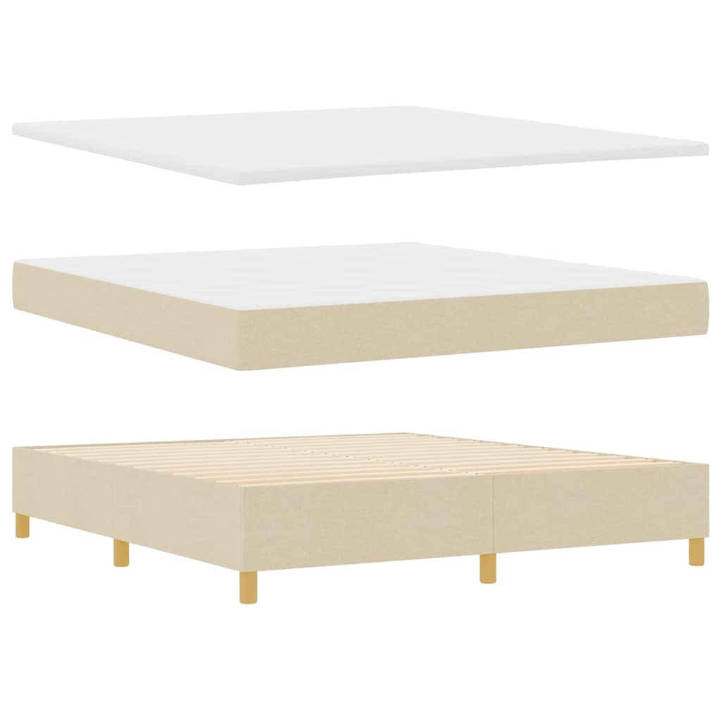 Boxspring bed met hoofdeinde Crème 200 x 180 cm Stof is nu te koop bij PeponiXL, paradijselijk wonen!