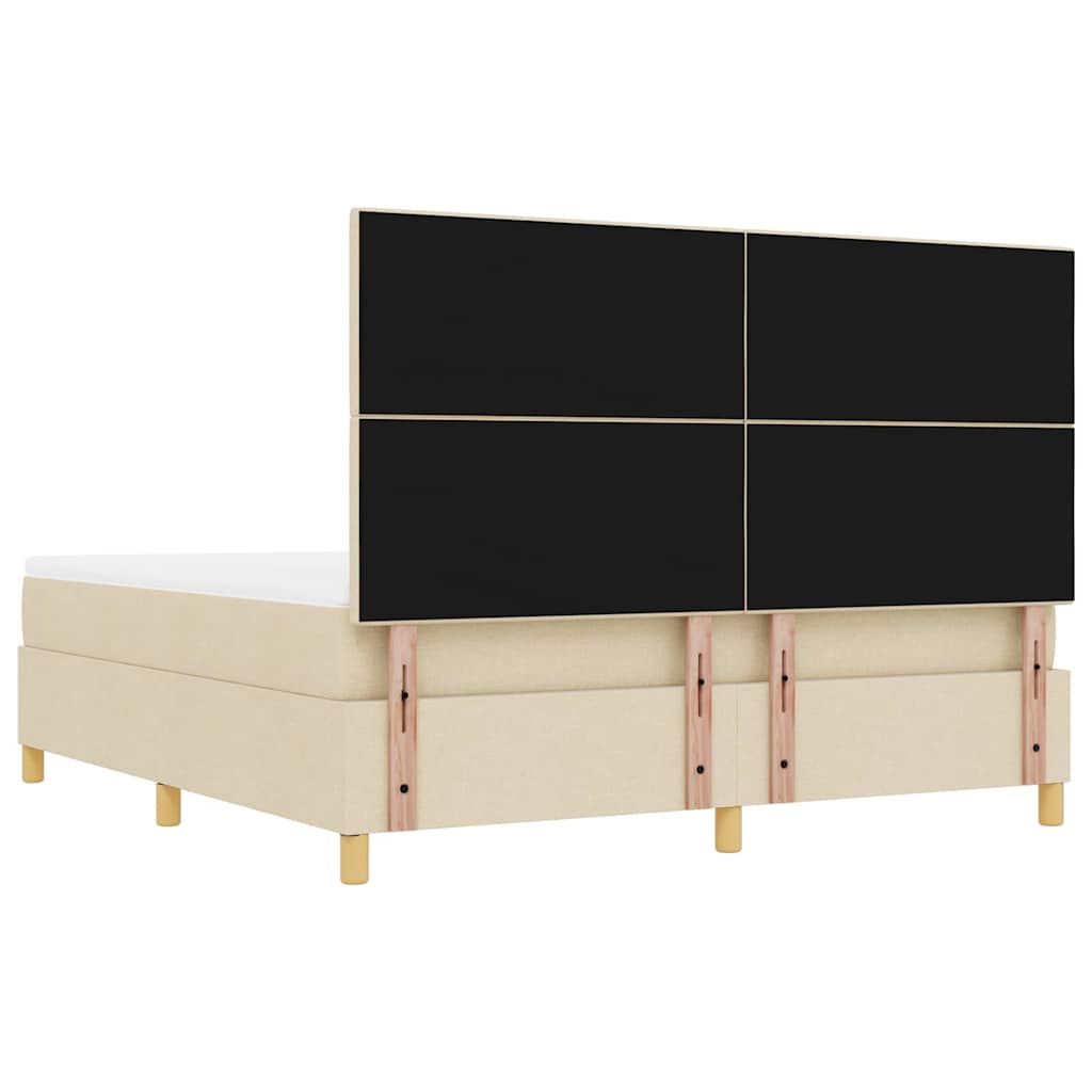 Boxspring bed met hoofdeinde Crème 200 x 180 cm Stof is nu te koop bij PeponiXL, paradijselijk wonen!