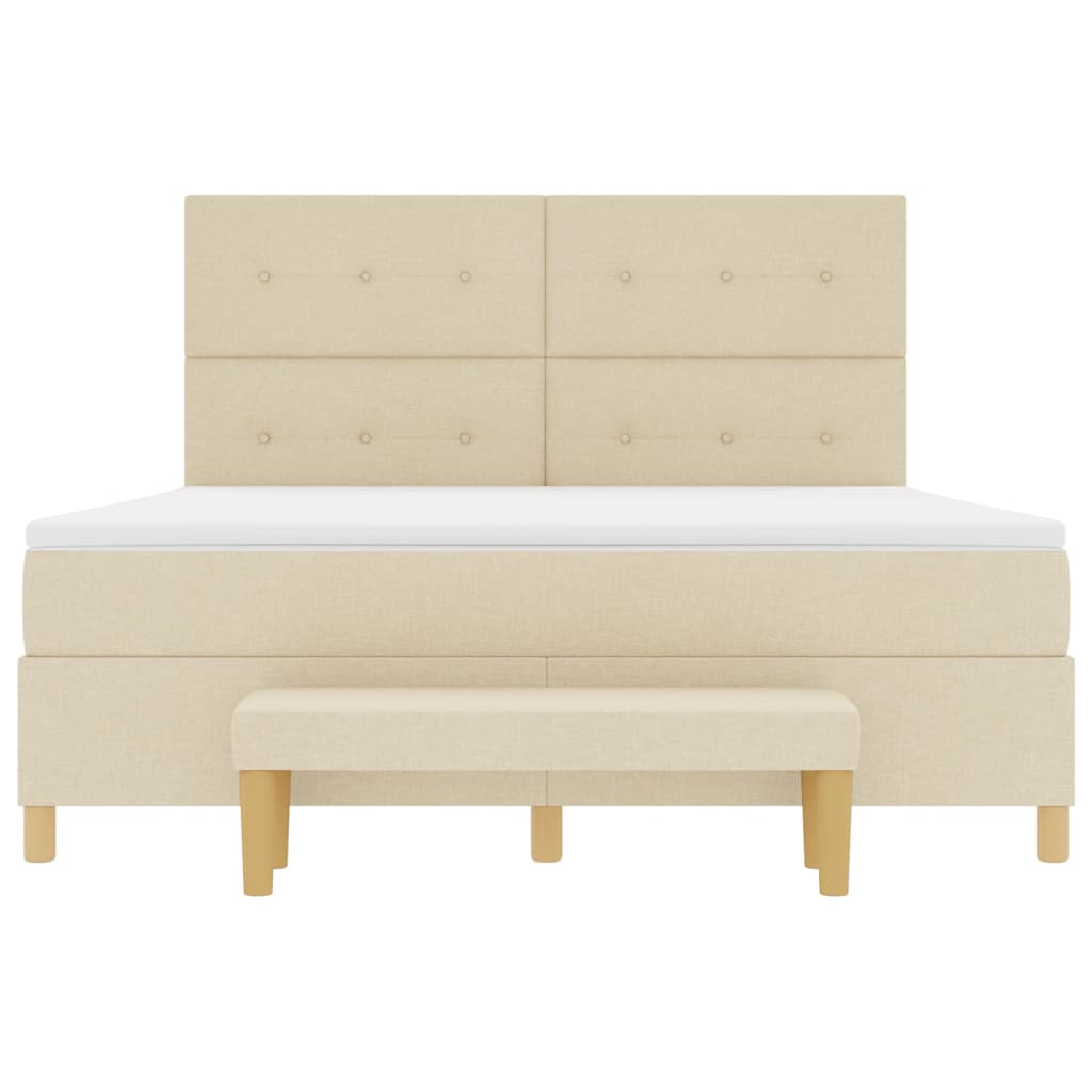 Boxspring bed met hoofdeinde Crème 200 x 180 cm Stof is nu te koop bij PeponiXL, paradijselijk wonen!