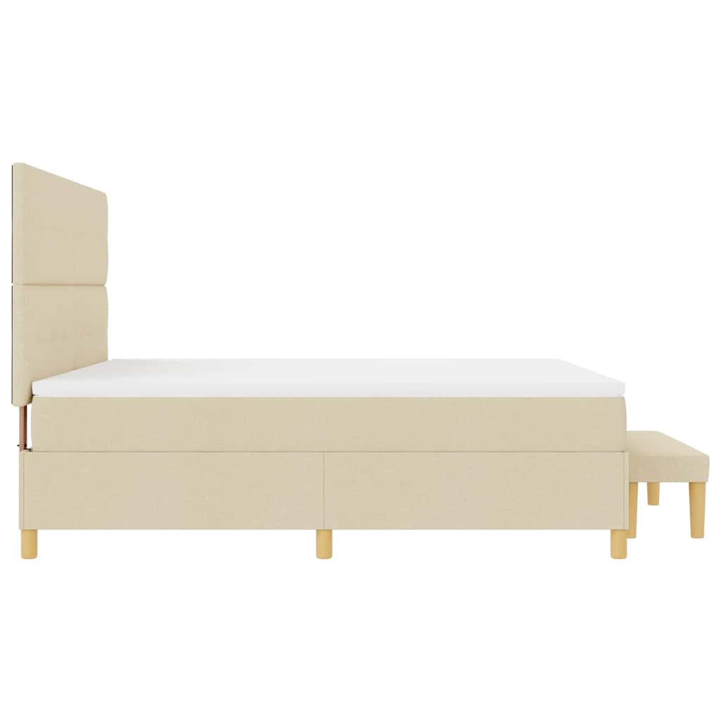 Boxspring bed met hoofdeinde Crème 200 x 180 cm Stof is nu te koop bij PeponiXL, paradijselijk wonen!