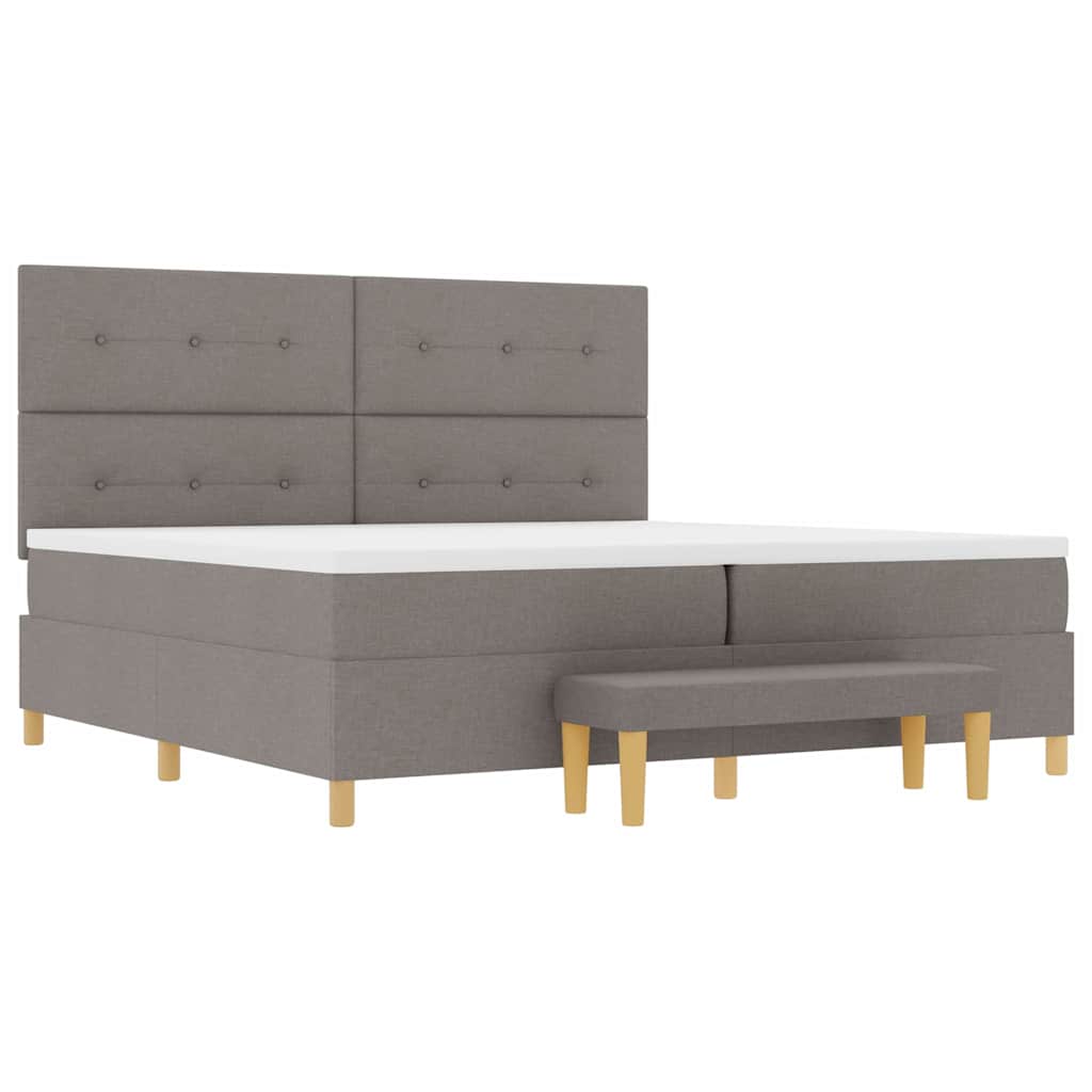 Boxspring bed met matras met hoofdeinde Taupe 200 x 200 cm Stof is nu te koop bij PeponiXL, paradijselijk wonen!