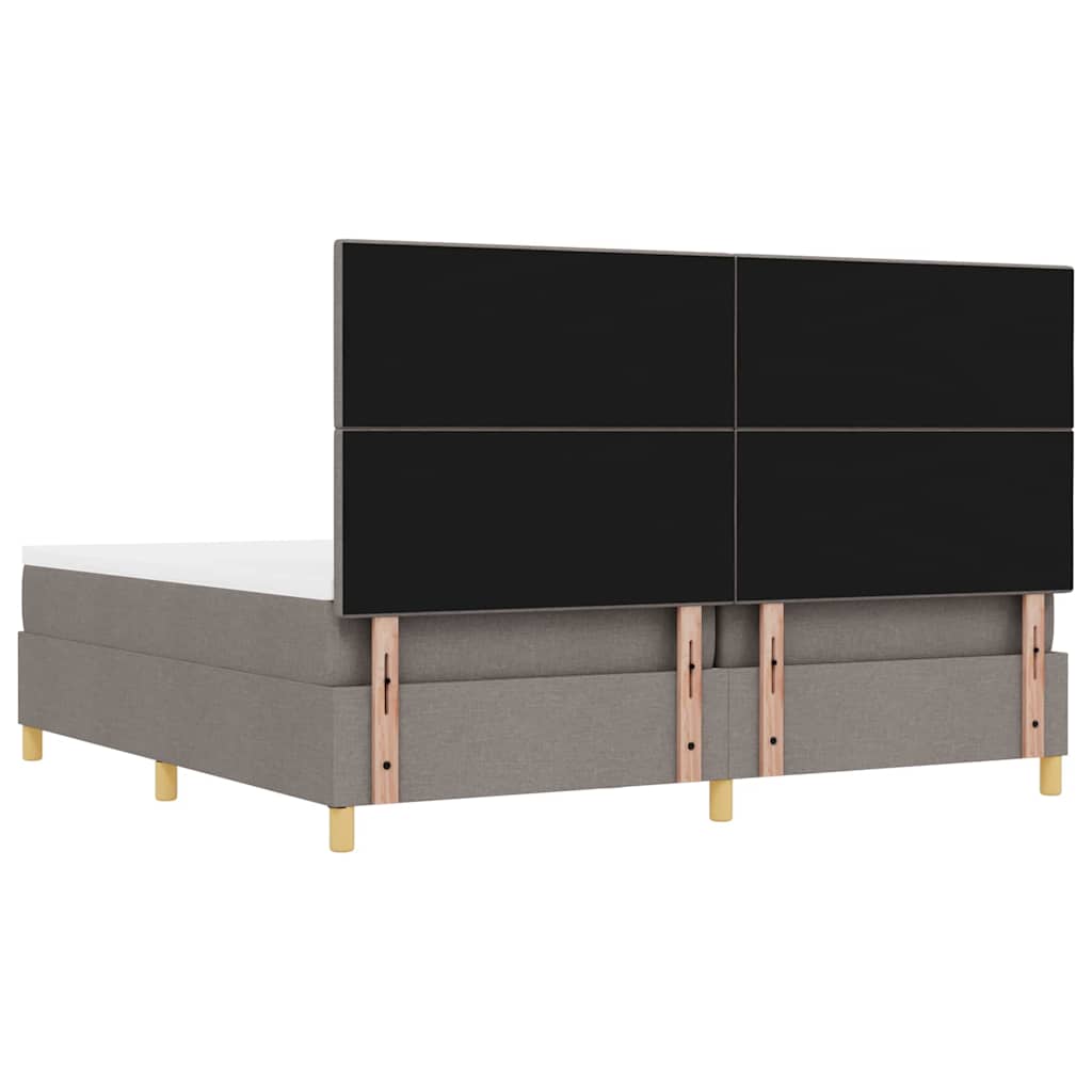 Boxspring bed met matras met hoofdeinde Taupe 200 x 200 cm Stof is nu te koop bij PeponiXL, paradijselijk wonen!