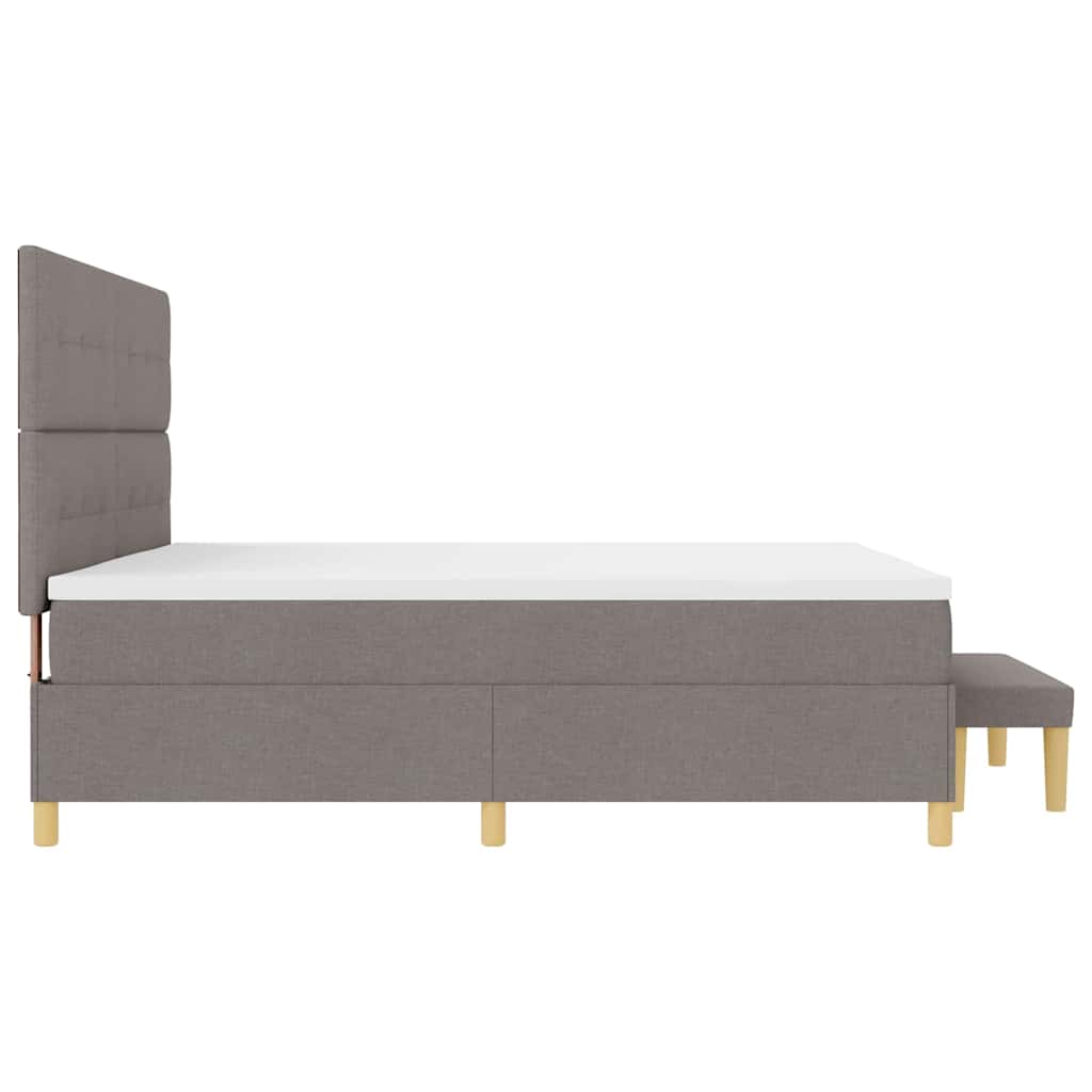 Boxspring bed met matras met hoofdeinde Taupe 200 x 200 cm Stof is nu te koop bij PeponiXL, paradijselijk wonen!
