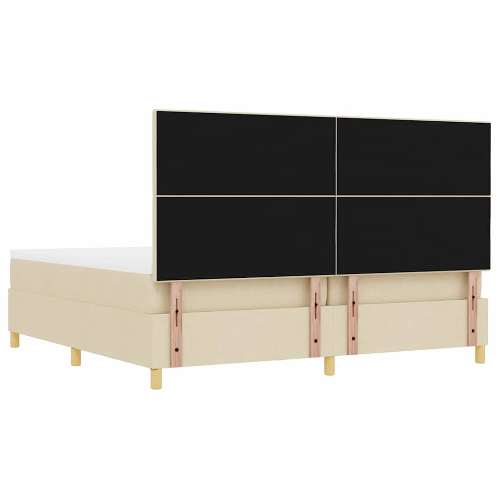 Boxspring bed met matras met hoofdeinde Crème 200 x 200 cm Stof is nu te koop bij PeponiXL, paradijselijk wonen!