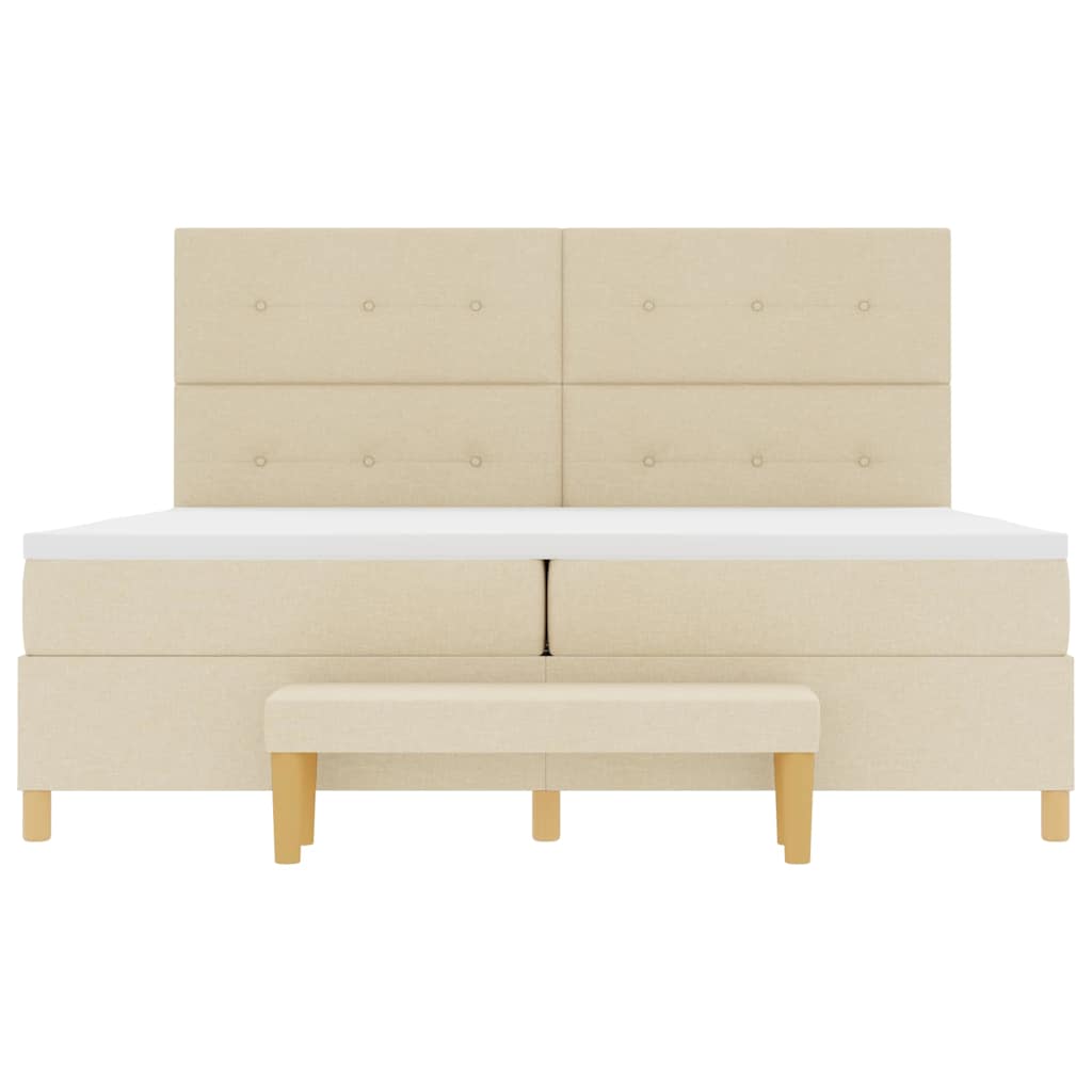 Boxspring bed met matras met hoofdeinde Crème 200 x 200 cm Stof is nu te koop bij PeponiXL, paradijselijk wonen!