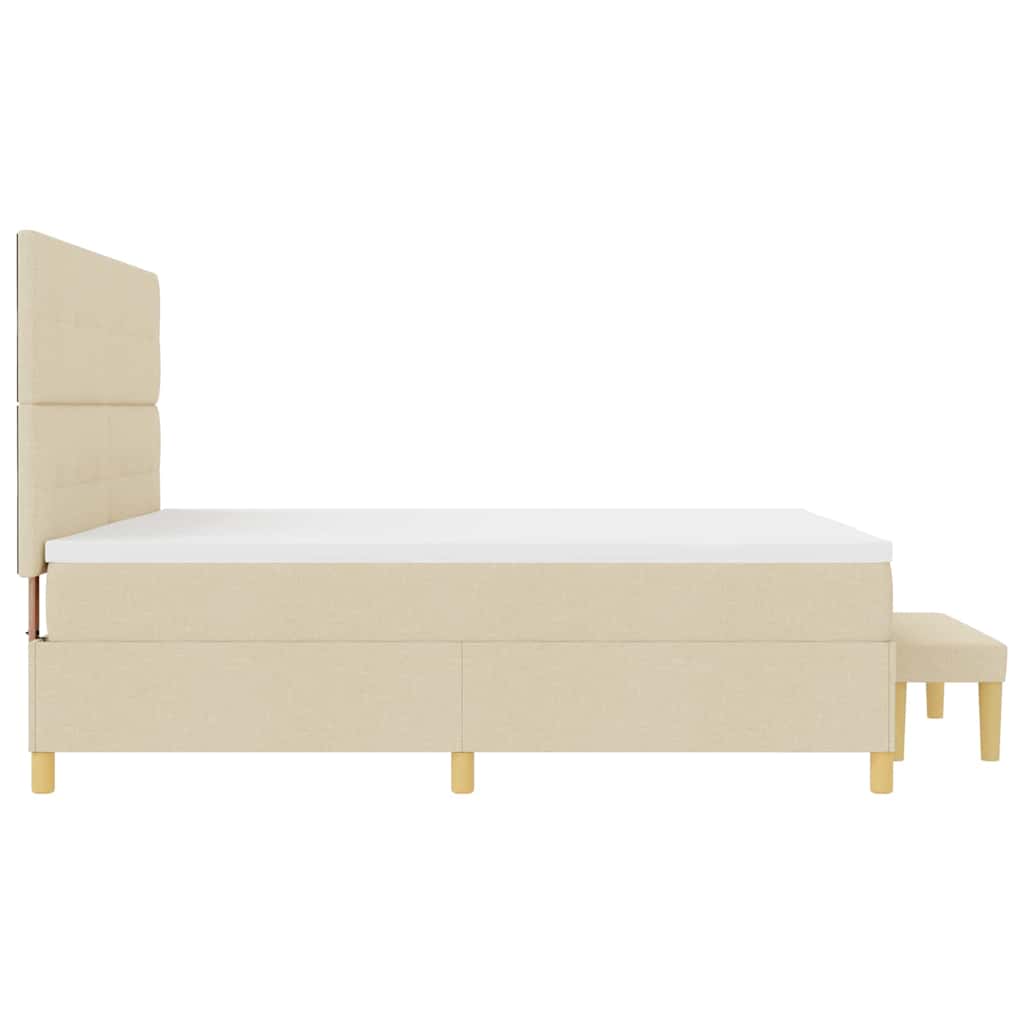 Boxspring bed met matras met hoofdeinde Crème 200 x 200 cm Stof is nu te koop bij PeponiXL, paradijselijk wonen!