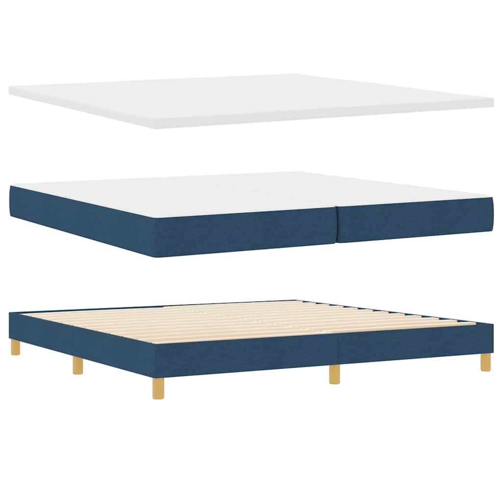 Boxspring bed met matras met hoofdeinde Blauw 200 x 200 cm Stof is nu te koop bij PeponiXL, paradijselijk wonen!