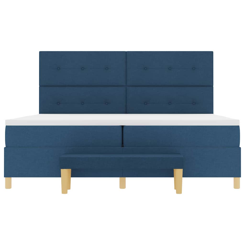 Boxspring bed met matras met hoofdeinde Blauw 200 x 200 cm Stof is nu te koop bij PeponiXL, paradijselijk wonen!