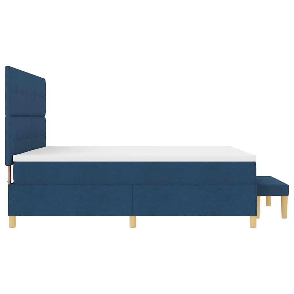 Boxspring bed met matras met hoofdeinde Blauw 200 x 200 cm Stof is nu te koop bij PeponiXL, paradijselijk wonen!