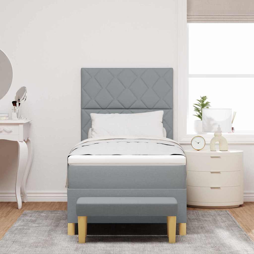 Boxspring bed met kussen Lichtgrijs 200 x 100 cm Stof is nu te koop bij PeponiXL, paradijselijk wonen!