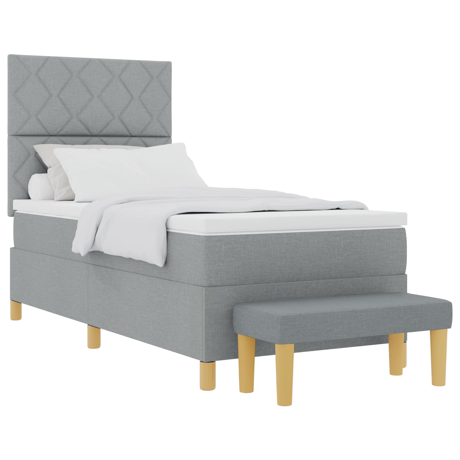 Boxspring bed met kussen Lichtgrijs 200 x 100 cm Stof is nu te koop bij PeponiXL, paradijselijk wonen!