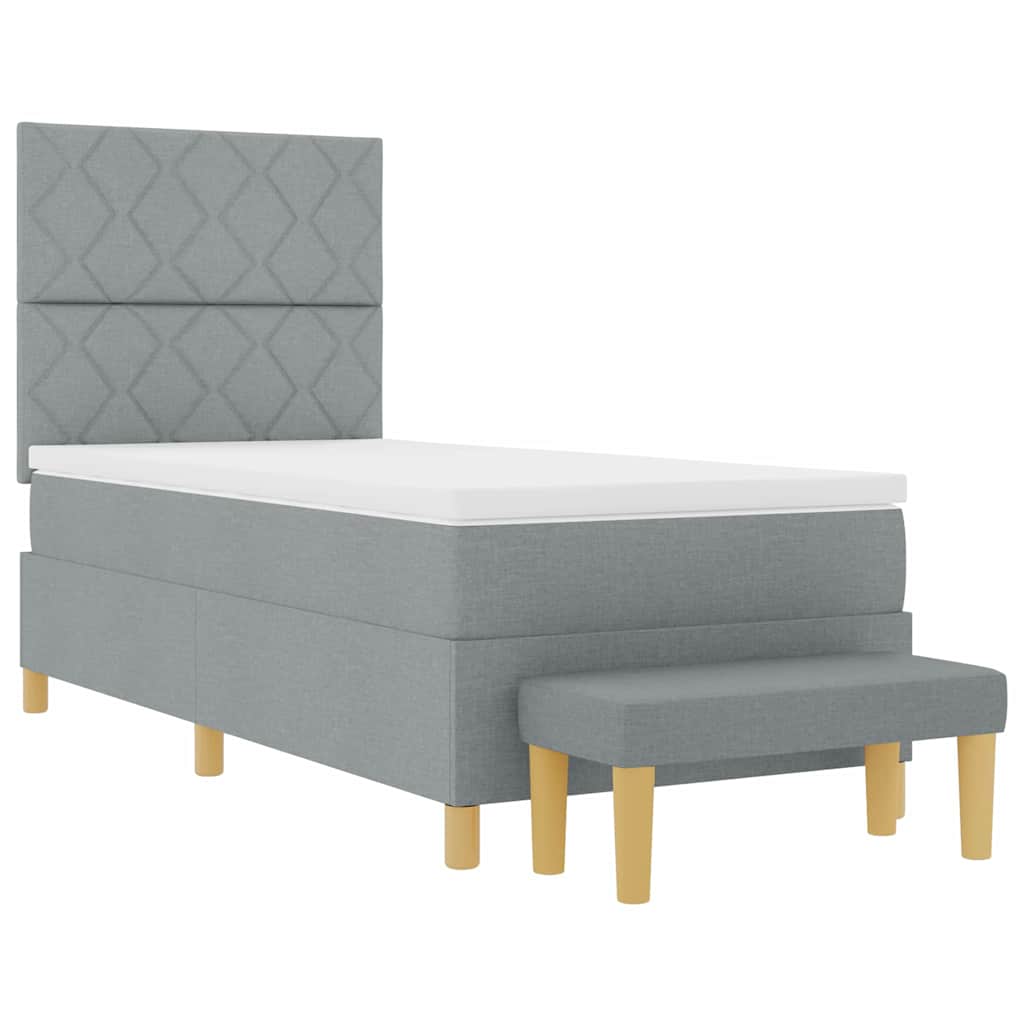 Boxspring bed met kussen Lichtgrijs 200 x 100 cm Stof is nu te koop bij PeponiXL, paradijselijk wonen!