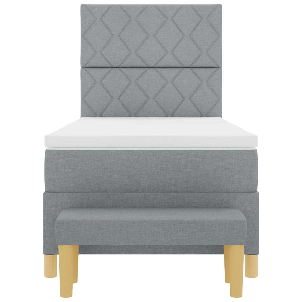 Boxspring bed met kussen Lichtgrijs 200 x 100 cm Stof is nu te koop bij PeponiXL, paradijselijk wonen!