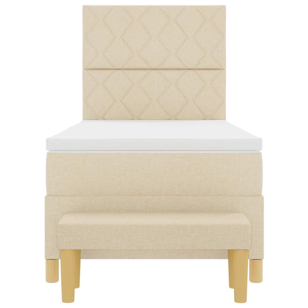 Boxspring bed met matras met hoofdeinde Crème 100 x 200 cm Stof is nu te koop bij PeponiXL, paradijselijk wonen!